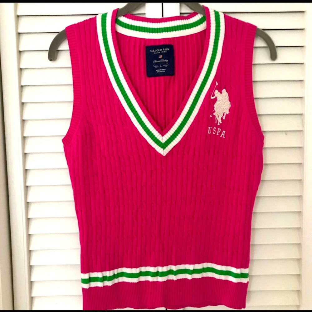 US Polo Assn. Pink Large Pony Varsity Vest Large